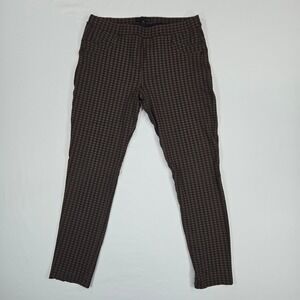 Sanctuary Women Soft Academia Old Money Gingham Check Stretch Pants L Brown